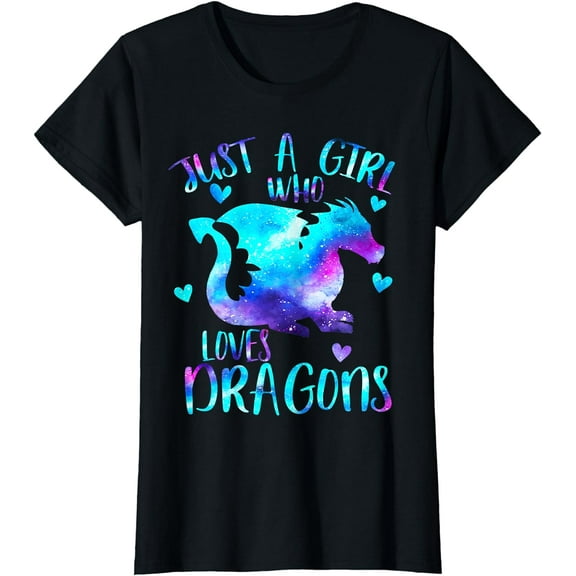 Just a Girl Who Loves Dragons Galaxy Space Dragon Cute Girls T-Shirt