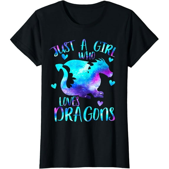 Just a Girl Who Loves Dragons Galaxy Space Dragon Cute Girls T-Shirt