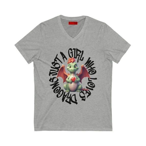 Just a Girl Who Loves Dragons Unisex Jersey Short Sleeve V-Neck Tee