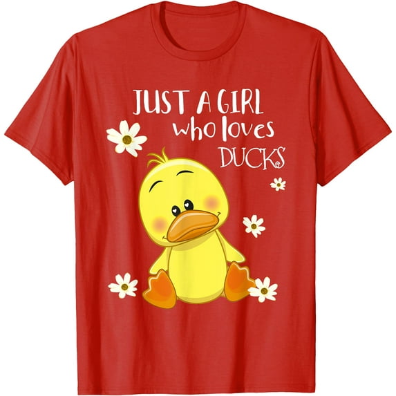 Just a Girl Who Loves Ducks Cute Unisex Softstyle T-Shirt,Red Color,Size L