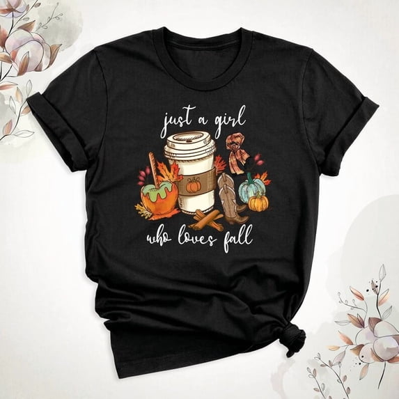 Just a Girl Who Loves Fall Shirt, Fall Coffee Shirt, Pumpkin Halloween Shirt, Fall Girl Shirt, Fall Vibes Shirt, Autumn Shirt, Fall Shirt