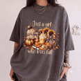 thumbnail image 1 of Just a Girl Who Loves Fall Shirt, Sunflower Pumpkin Coffee Football Graphic Tee, Comfort Colors Autumn Unisex T-Shirt - Pepper, XL, 1 of 4