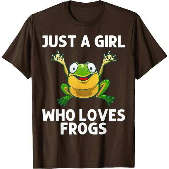 Just a Girl Who Loves Frogs Amphibian Lover Unisex T-Shirt for Men Women Kids,Dark Chocolate Color,Size M