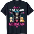 thumbnail image 1 of Just a Girl Who Loves German Shepherds Cartoon Graphic Blue T-Shirt, 1 of 5