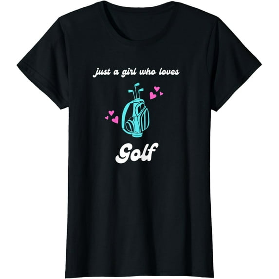 Just a Girl Who Loves Golf Cute Pink and Blue Womens Girls T-Shirt