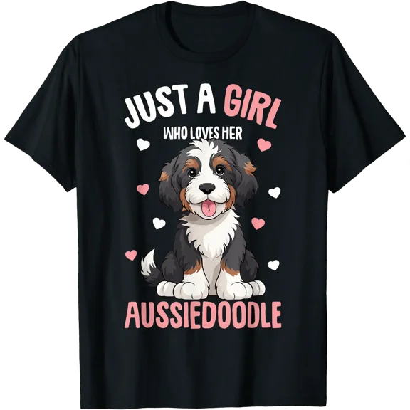 Just a Girl Who Loves Her Aussiedoodle Aussie Doodle Dog T-Shirt, Vintage Birthday Gift