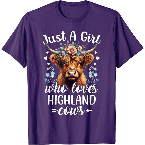 Just a Girl Who Loves Highland Cows Scottish Softstyle Unisex T-Shirt,Purple Color,Size 4XL