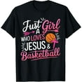 thumbnail image 1 of Just a Girl Who Loves Jesus and Basketball Christian Women T-Shirt100% cotton, 1 of 5