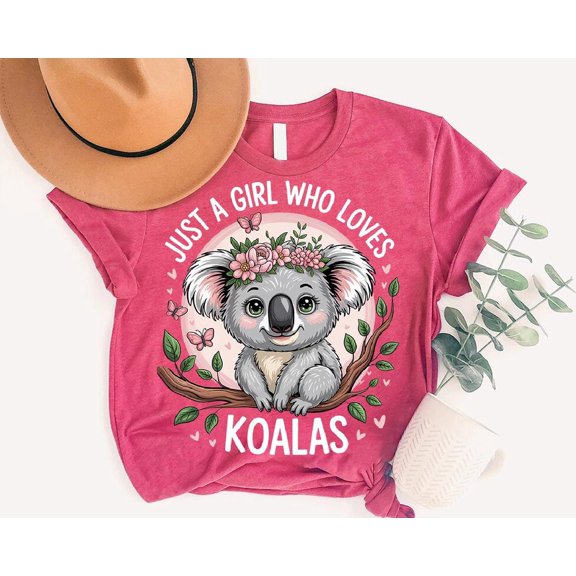 Just a Girl - Who Loves Koalas - Cute Koala Bear T-Shirt with Flowers - Animal Lover Tee TSHIRT All Size S-5XL