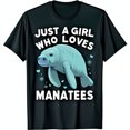 thumbnail image 1 of Just a Girl Who Loves Manatees T-Shirt Cute Cartoon Design on Black, 1 of 5