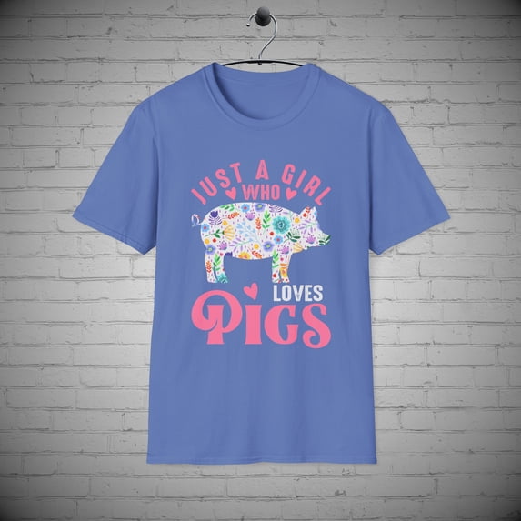 Just a Girl Who Loves Pigs T-Shirt, Farm animal Piggy tee, Pig Love Gift