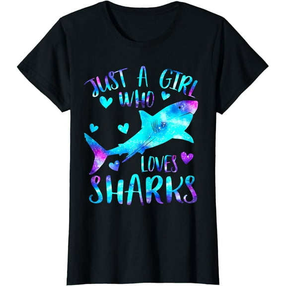 Just a Girl Who Loves Sharks Galaxy Shark Lover Theme Girls T-Shirt