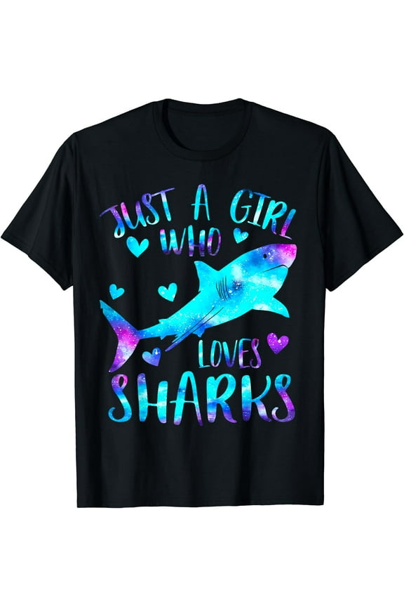 Just a Girl Who Loves Sharks Galaxy Shark Lover Theme Girls T-Shirt