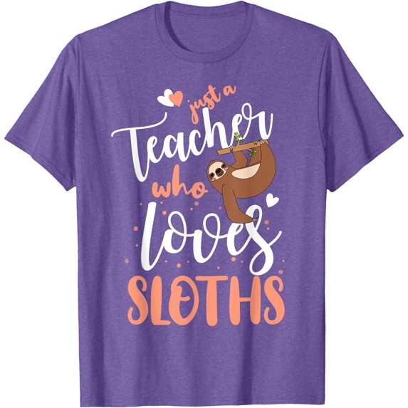 Just a Girl Who Loves Sloths Teacher Christmas Gift Idea Unisex T-Shirt for Men Women Kids Toddler,Violet Color,Size 3XL
