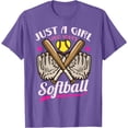 thumbnail image 1 of Just a Girl Who Loves Softball Sport Player Softstyle Unisex T-Shirt,Purple Heather Color,Size XL, 1 of 5