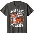 thumbnail image 1 of Just a Girl Who Loves Tigers Cute Softstyle Unisex T-Shirt,Charcoal Color,Size M, 1 of 5