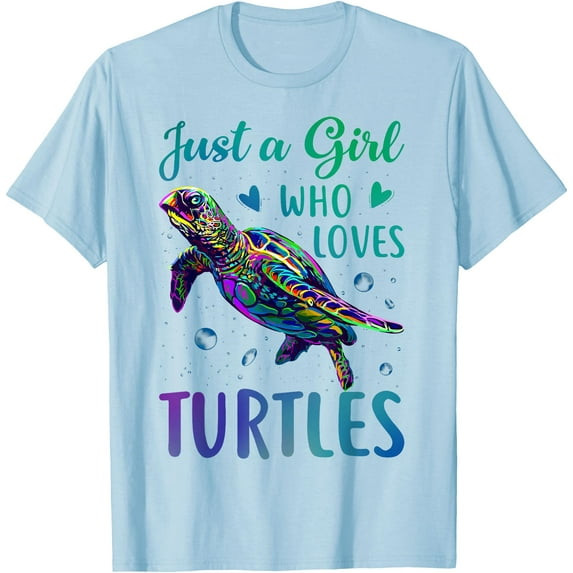 Just a Girl Who Loves Turtles Watercolor Sea Ocean Gift Unisex T-Shirt for Men Women Kids Toddler,Light Blue Color,Size 3T