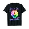 thumbnail image 1 of Just a Girl Who Loves Wolves Themed Galaxy Space Wolf Lover T-Shirt, 1 of 5