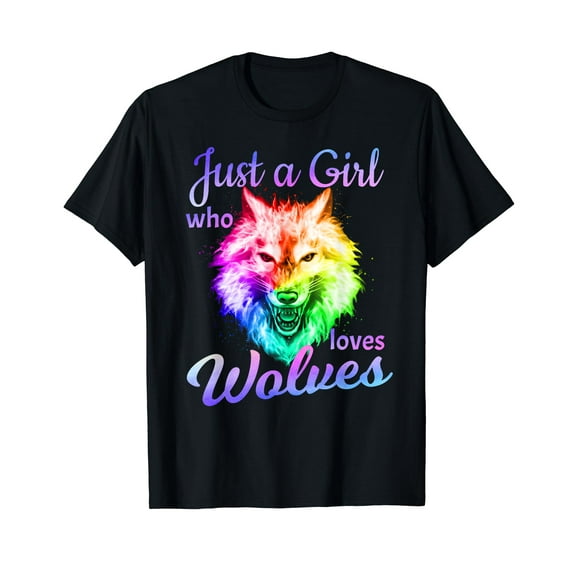 Just a Girl Who Loves Wolves Themed Galaxy Space Wolf Lover T-Shirt
