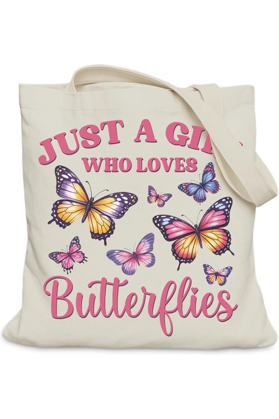 Just a Girl Who Loves tote Bag for Women Girls, Aesthetic Tote Bag for Her, Medium Size with Inner Pocket