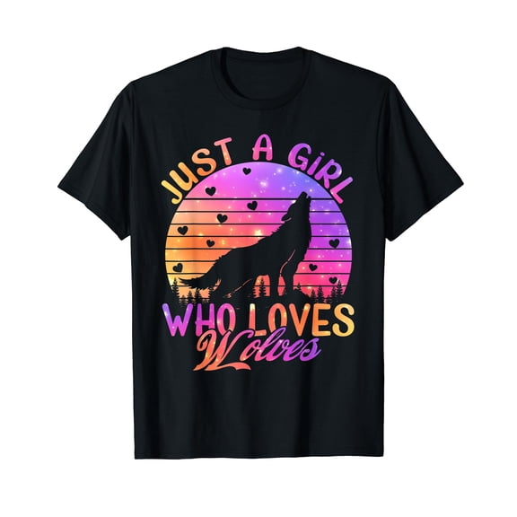 Just a Girl Who Loves wolves Watercolor Cute wolf lover Gift T-Shirt