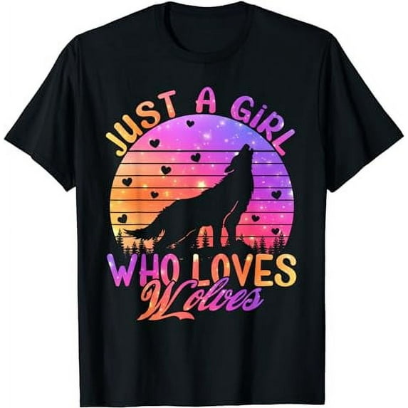 Just a Girl Who Loves wolves Watercolor Cute wolf lover Gift T-Shirt