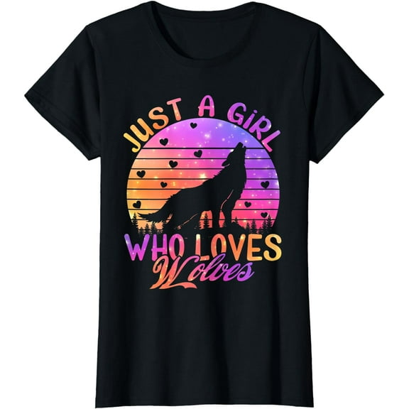 Just a Girl Who Loves wolves Watercolor Cute wolf lover Gift T-Shirt