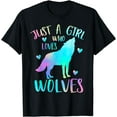 thumbnail image 1 of Just a Girl Who Loves wolves Watercolor Cute wolf lover,Short Sleeve T-Shirt, 1 of 3