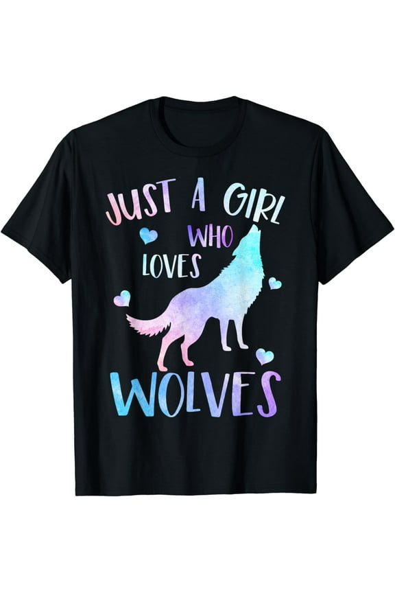 Just a Girl Who Loves wolves Watercolor Cute wolf lover T-Shirt