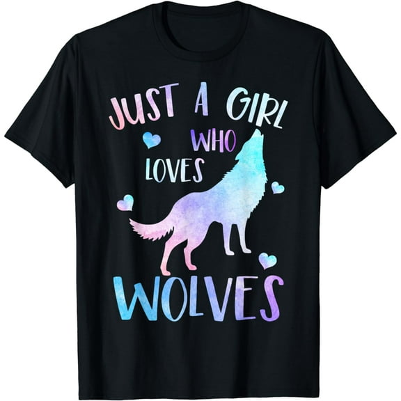 Just a Girl Who Loves wolves Watercolor Cute wolf lover T-Shirt