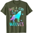 thumbnail image 1 of Just a Girl Who Loves wolves Watercolor Cute wolf lover Unisex T-Shirt for Men Women Kids Toddler,Military Green Color,Size 3XL, 1 of 5