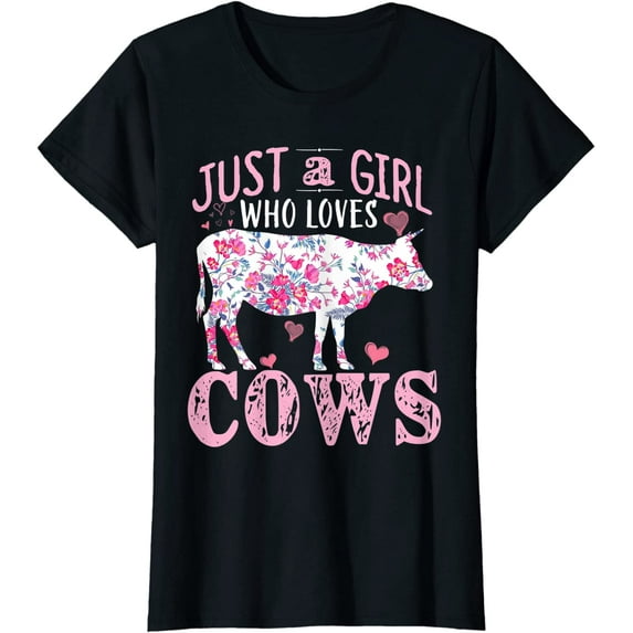 Just a Girl who Loves Cows Tshirt Gift Farmer Girl Barn Cow T-Shirt