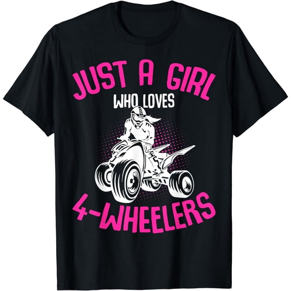 t-shirt Just a Girl who loves 4 Wheelers ATV Quad Kids Girls T-Shirt.