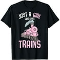 thumbnail image 1 of Just a Girl who loves Trains Locomotive Train Toddler Kids T-Shirt, 1 of 4