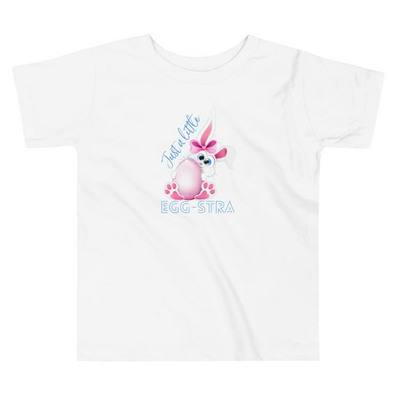 Just a Little Egg Stra (Extra) Toddler Easter T Shirt (White, 5T)