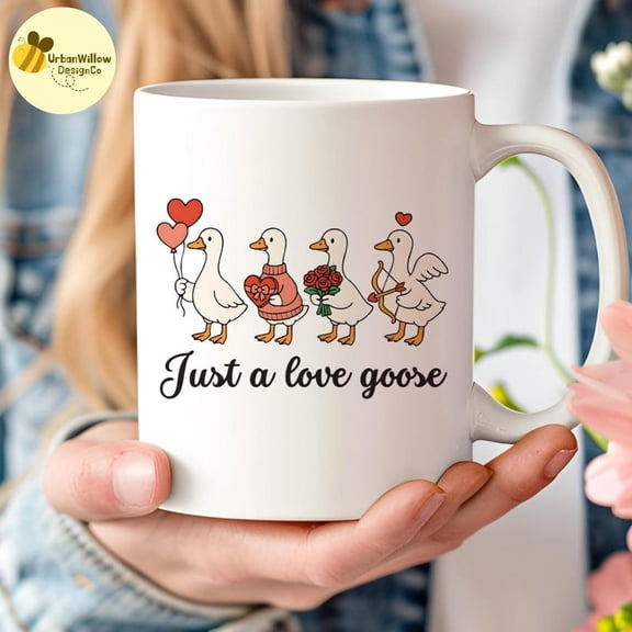 Just a Love Goose Coffee Mug, Funny VaL1entine Mug, Cute Goose Lover Gift, Romantic Mug for Couples