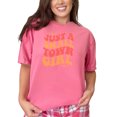 thumbnail image 1 of Just a Small Town Girl, Groovy Retro Wavy Text, Crunchberry Comfort Colors T-Shirt, 3XL, 1 of 1