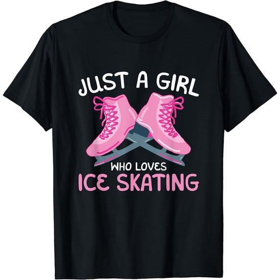 Just a Women who Loves Ice Skating T-Shirt Black Small