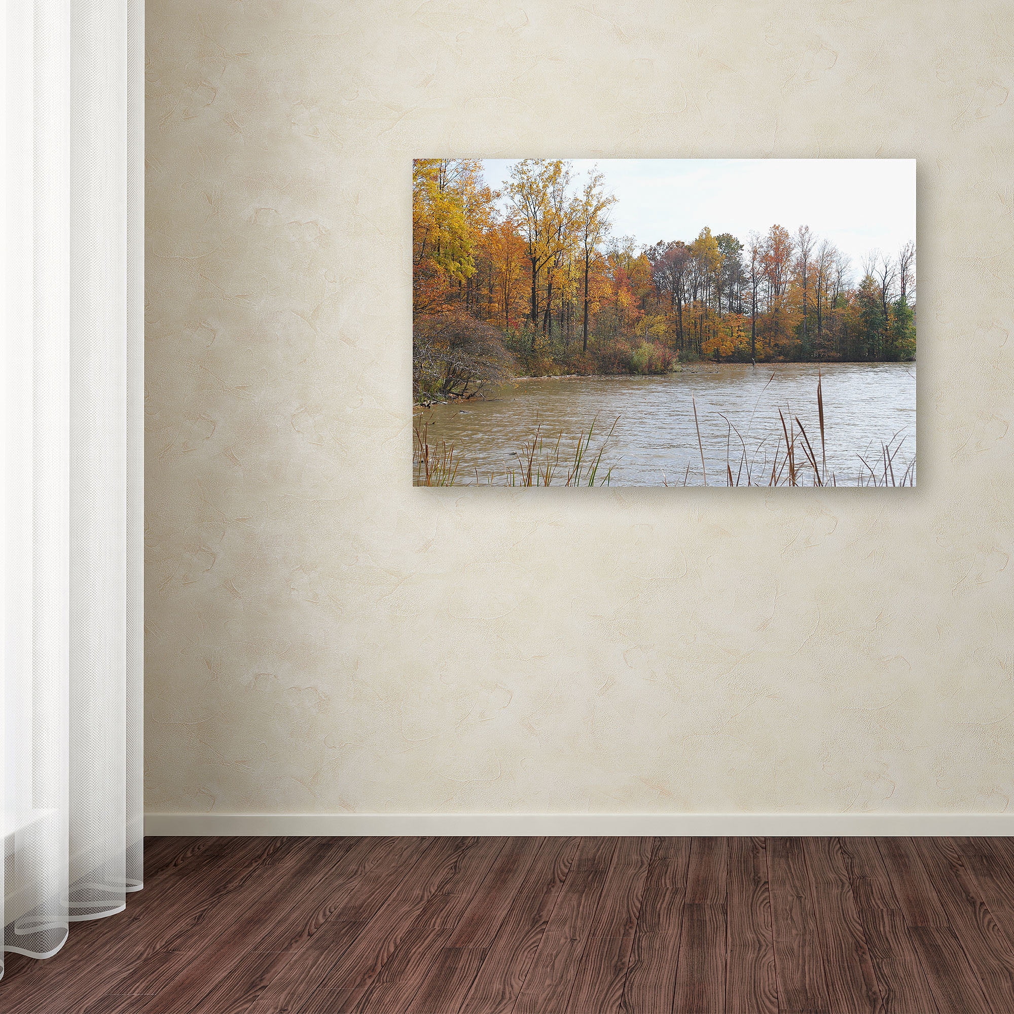 Monica Fleet Autumn Lake Scene Canvas Art in Multicolor