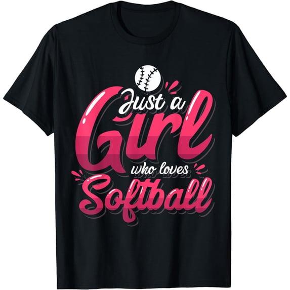Just a girl who loves Softball Baseball Funny Softball T-Shirt