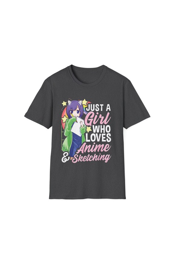 Just a girl who loves anime Graphic Gift Hilarious Cosplayer Kawaii Pun Men Women Unisex Softstyle T-Shirt