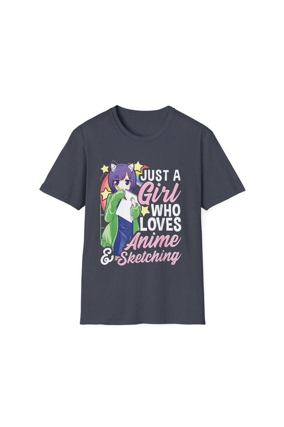 Just a girl who loves anime Graphic Gift Hilarious Cosplayer Kawaii Pun Men Women Unisex Softstyle T-Shirt