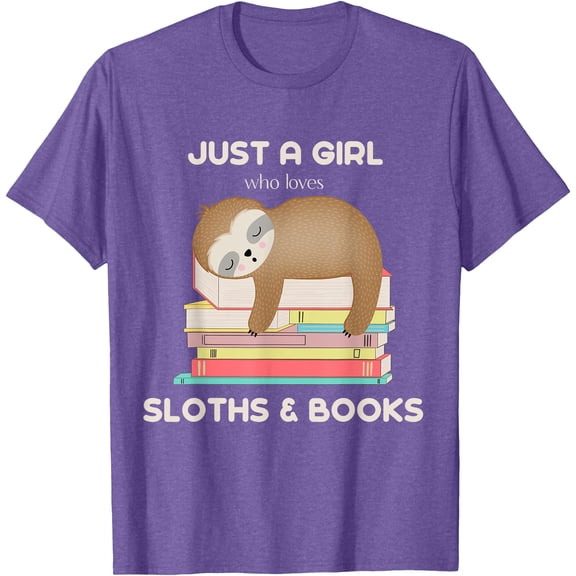 Just a girl who loves sloths and books Animal Lover Reader Unisex T-Shirt for Men Women Kids Toddler,Violet Color,Size M