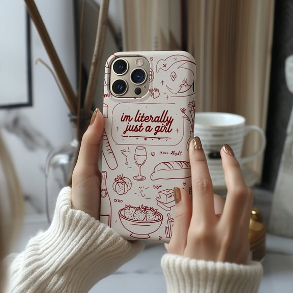 Just a unisex Burgundy Doodle Tough Phone Case for Select Apple iPhone Models, Polycarbonate and TPU