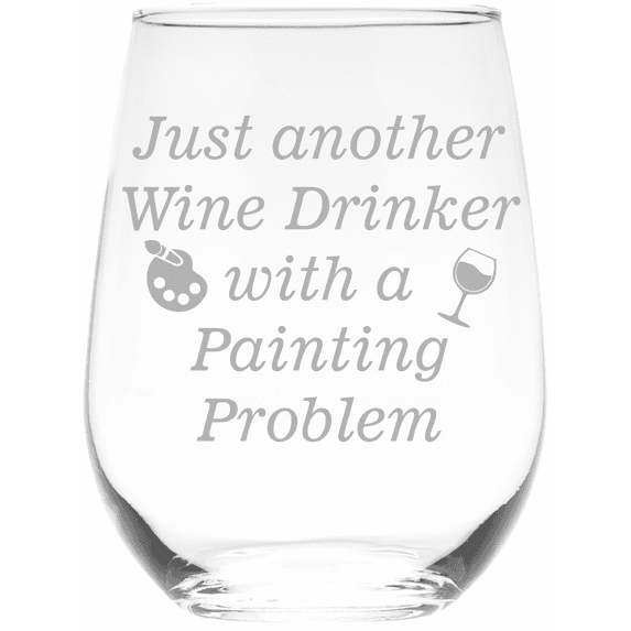 C&M Personal Gifts 17 oz Just Another Wine Drinker with a Painting Problem Stemless Wine Glass