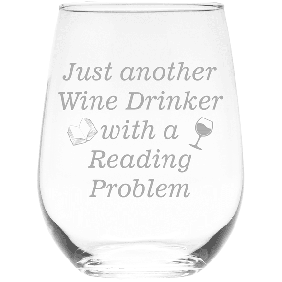 C&M Personal Gifts 17 oz Just Another Wine Drinker with a Reading Problem Stemless Wine Glasses