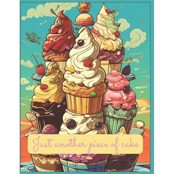 Just another piece of cake: Coloring book with cakes, ice creams and pancakes., (Paperback)