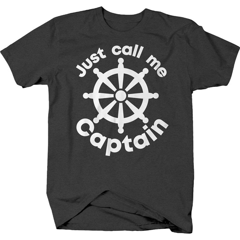 Just call me captain boat Sailing Shirts for Men Large Dark Gray 