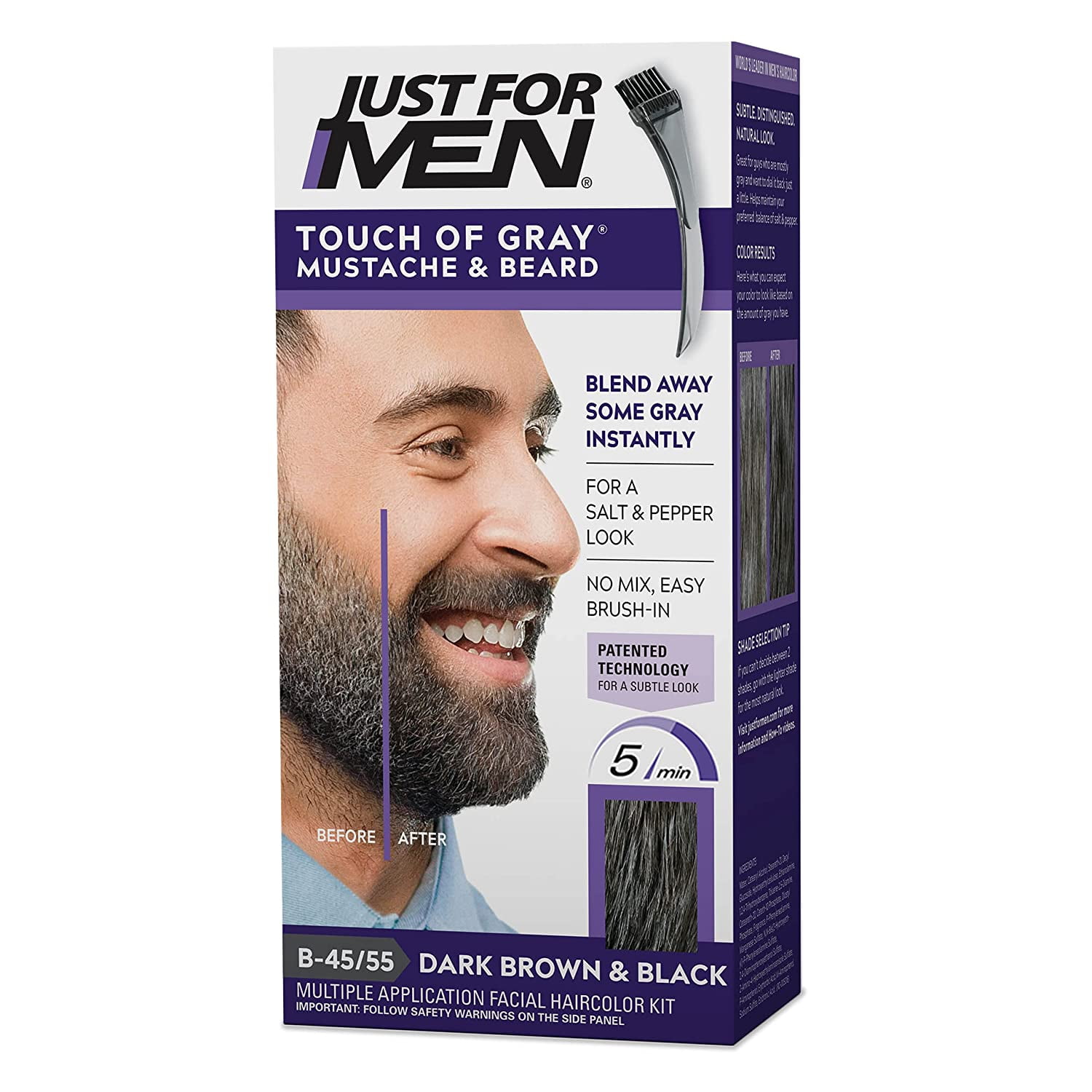 Just for Men Touch of Gray Mustache & Beard Hair Treatment, Dark Brown & Black, 1 Ea, 6 Pack