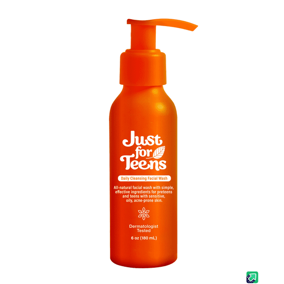 Just for Teens All Natural Daily Cleansing Facial Wash for Sensitive and Acne Prone Skin, 6 oz
